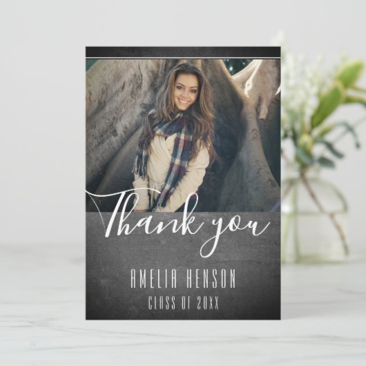 モダン黒板卒業写真卒業 サンキューカード (スタンド正面)
