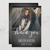 モダン黒板卒業写真卒業 サンキューカード (正面/裏面)