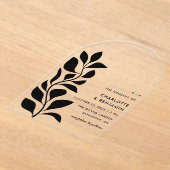 モダン黒植物学離れ結婚の アクリル招待状 (レイダウン)