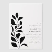 モダン黒植物学離れ結婚の ベラム紙招待状 (正面)