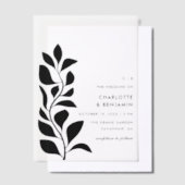 モダン黒植物学離れ結婚の ベラム紙招待状 (オフセット)