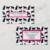 モダン黒猫カスタマイズ型エレガント 名刺 (正面/裏面)