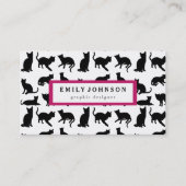 モダン黒猫カスタマイズ型エレガント 名刺 (正面)