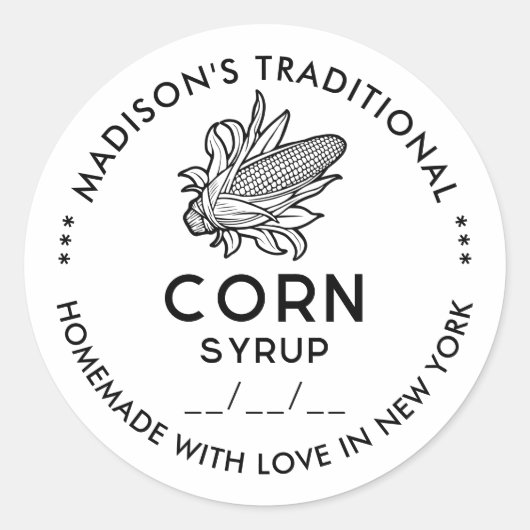 モダン黒白のコーブ付きコーンシロップ ラウンドシール (正面)