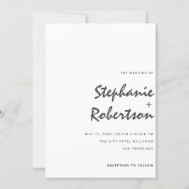 モダン黒白のミニマル結婚ム脚本 招待状