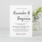 モダン黒白のミニマル結婚ム脚本 招待状 (スタンド正面)