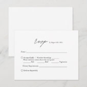 モダン黒白のミニマ結婚リスト 出欠カード (正面/裏面)