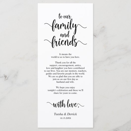 モダン黒素朴、配置設定サンキューカード プログラム (正面)