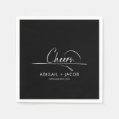 モダン黒結婚の スタンダードカクテルナプキン (正面)