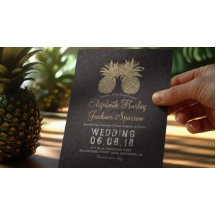 モダン黒結婚金ゴールドエレガントパイナップルカップル