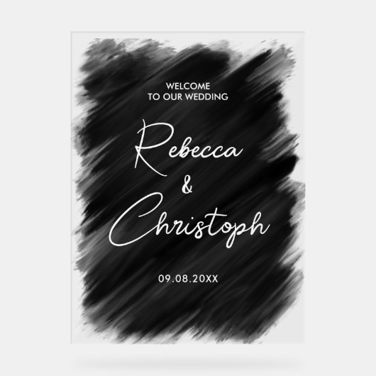 モダン黒絵を描結婚歓迎アクリル アクリルサイン (正面)