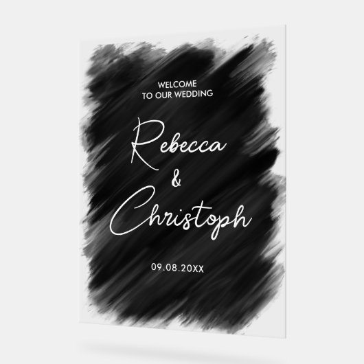 モダン黒絵を描結婚歓迎アクリル アクリルサイン (傾斜)