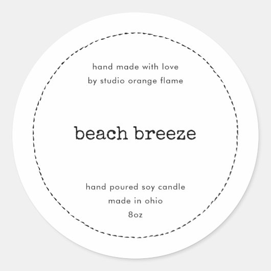 モダン黒縁ど蝋燭化粧品製品ラベル ラウンドシール (正面)