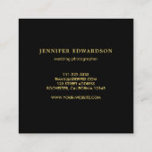 モダン黒金ゴールドブルーシンプルアイロゴ スクエア名刺 (裏面)