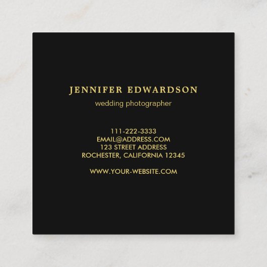 モダン黒金ゴールドブルーシンプルアイロゴ スクエア名刺 (裏面)