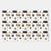 モダン黒金ゴールド ラッピングペーパーシート (正面3)