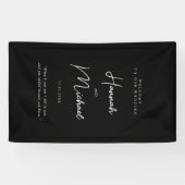 モダン黒、手書きフォント結婚へようこそ 横断幕 (横)