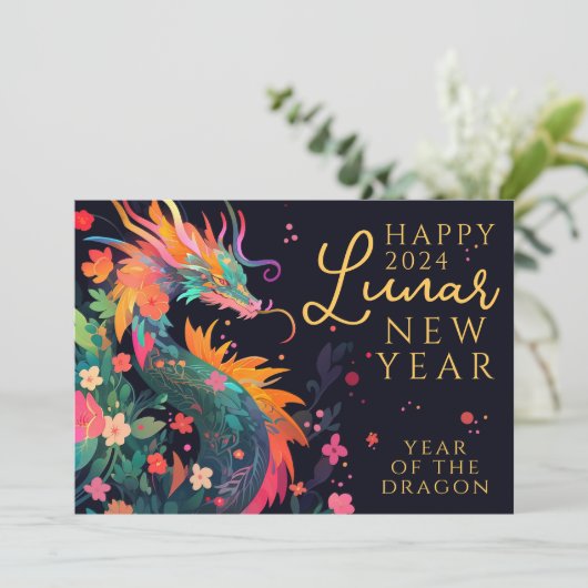 モダン龍中国の旧正月フローラ シーズンカード (スタンド正面)