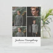 モダン４ フォト コラージュ エレガント スクリプト 卒業式 招待状 (スタンド正面)