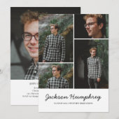 モダン４ フォト コラージュ エレガント スクリプト 卒業式 招待状 (正面/裏面)