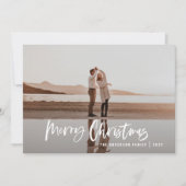 モダン1ミニマル枚のフォトグリーンスクリプトChristmas Holi シーズンカード (正面)