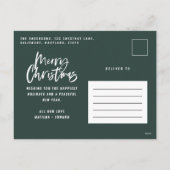 モダン1ミニマル枚のフォトグリーンスクリプトChristmas Holi シーズンポストカード (裏面)