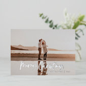 モダン1ミニマル枚のフォトネイビー青のスクリプト 箔シーズンカード (立ち正面)