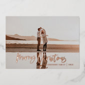 モダン1ミニマル枚のフォトブラックスクリプト 箔シーズンカード (正面)