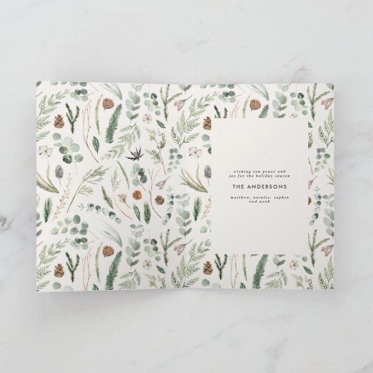 モダン1ミニマル枚の写真のクリスマエレガントス サンキューカード (内部)