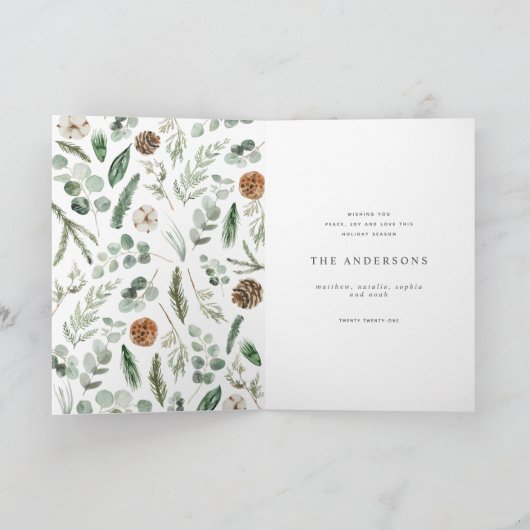 モダン1ミニマル枚の写真のクリスマエレガントス シーズンカード (内部)