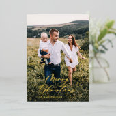 モダン1ミニマル枚の写真のクリスマエレガントス 箔シーズンカード (立ち正面)