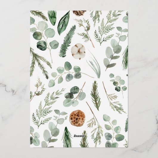 モダン1ミニマル枚の写真のクリスマエレガントス 箔シーズンカード (裏面)