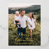 モダン1ミニマル枚の写真のクリスマエレガントス 箔シーズンポストカード (正面)