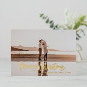 モダン1ミニマル枚の赤いスクリプト 箔シーズンカード (立ち正面)