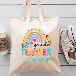 モダン1年生レインボー先生パーソナライズされた トートバッグ
