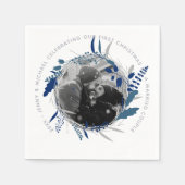 モダン1年目ま婚約したたはPHOTO結婚したパーティー スタンダードカクテルナプキン (正面)