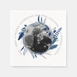 モダン1年目ま婚約したたはPHOTO結婚したパーティー スタンダードカクテルナプキン