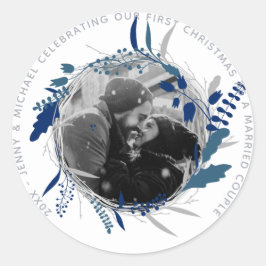 モダン1年目ま婚約したたはPHOTO結婚したパーティー ラウンドシール