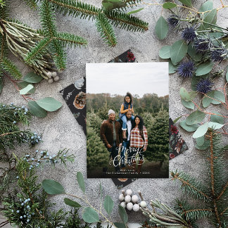 モダン1枚のエレガント写真クリスマススクリプト シーズンカード