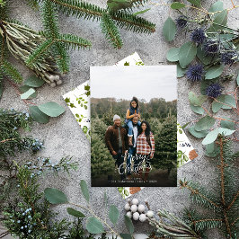 モダン1枚のエレガント写真クリスマススクリプト シーズンカード