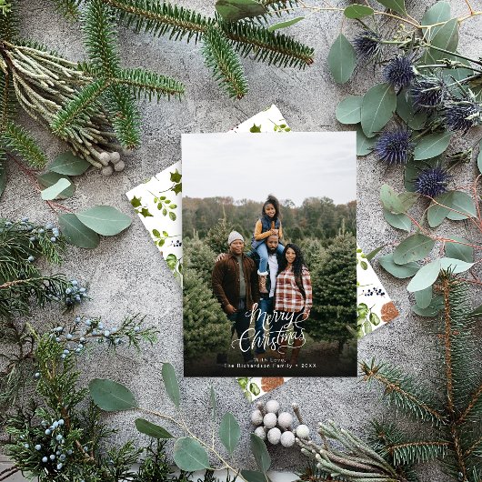 モダン1枚のエレガント写真クリスマススクリプト シーズンカード