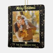 モダン1枚のフォトブきらめくラックフェイク金ゴールドグリッター セラミックオーナメント (左)