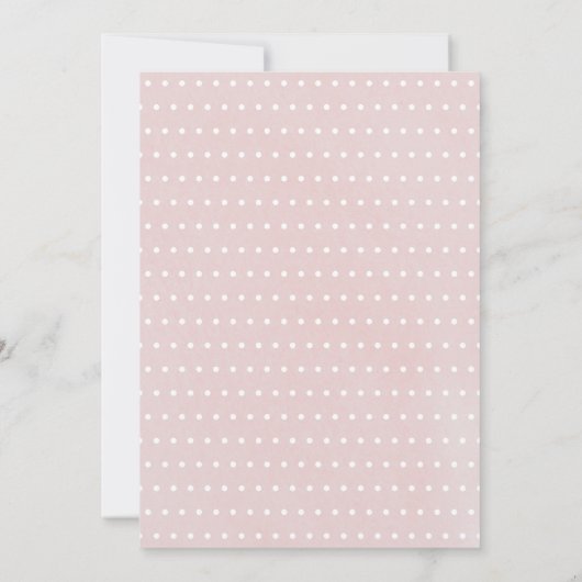 モダン1歳の誕生日バプティスガールピンク水玉模様 招待状 (裏面)