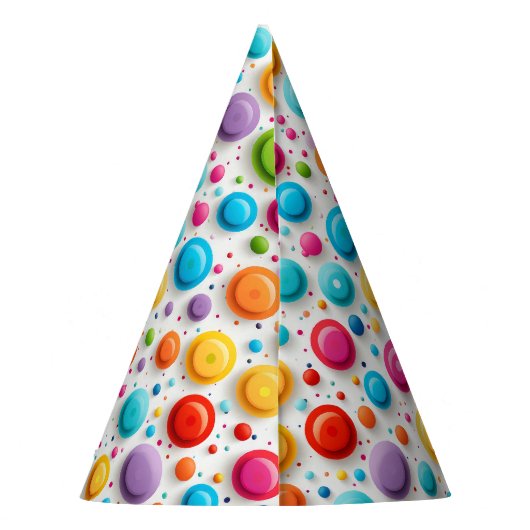 モダン1歳の誕生日水玉模様レインボーカラー パーティーハット (裏面)