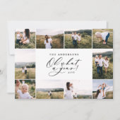 モダン10ミニマル写真新年ブラックファミリー シーズンカード (正面)