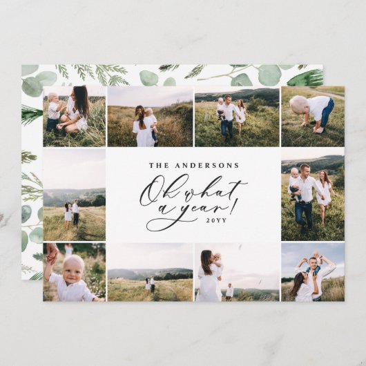 モダン10ミニマル写真新年ブラックファミリー シーズンカード (正面/裏面)