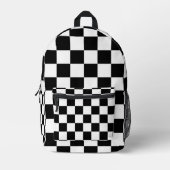 モダン10代の市松模様に白黒 プリントバックパック (正面)