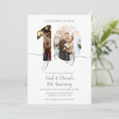 モダン10周年結婚記念日 2枚の写真 招待状 (スタンド正面)