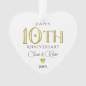 モダン10周年記念金ゴールド記念結婚品 オーナメント (正面)