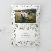 モダン11枚ミニマルの写真新年の緑の家族 シーズンカード (内部)